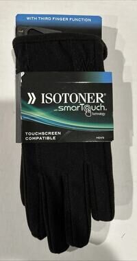 ISOTONER MEN'S Size Lg SMART TOUCH Touchscreen BLACK Gloves NEW